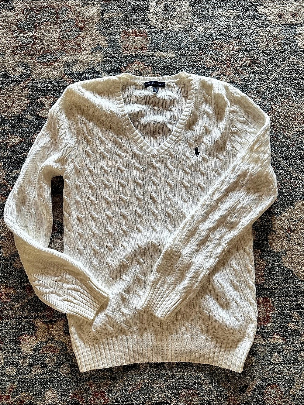 Ralph Lauren Cable-Knit Cotton V-Neck Sweater V-Neck Cotton Sweater